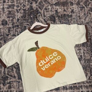 Zara Kids Cream Tee with Orange Print